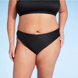 Women's Mid-Rise High Leg Extra Cheeky Bikini Bottom - Wild Fable™ Black 2X